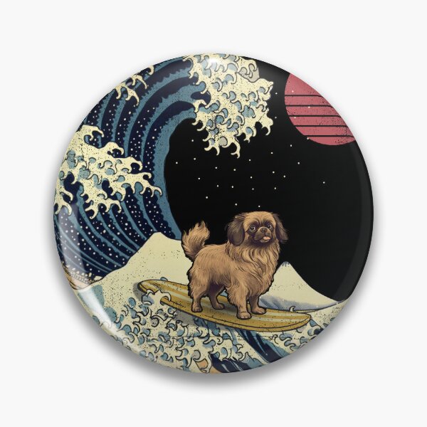 Item preview, Tibetan Spaniel Kanagawa Japanese Surfing Wave designed and sold by rafaeltto.
