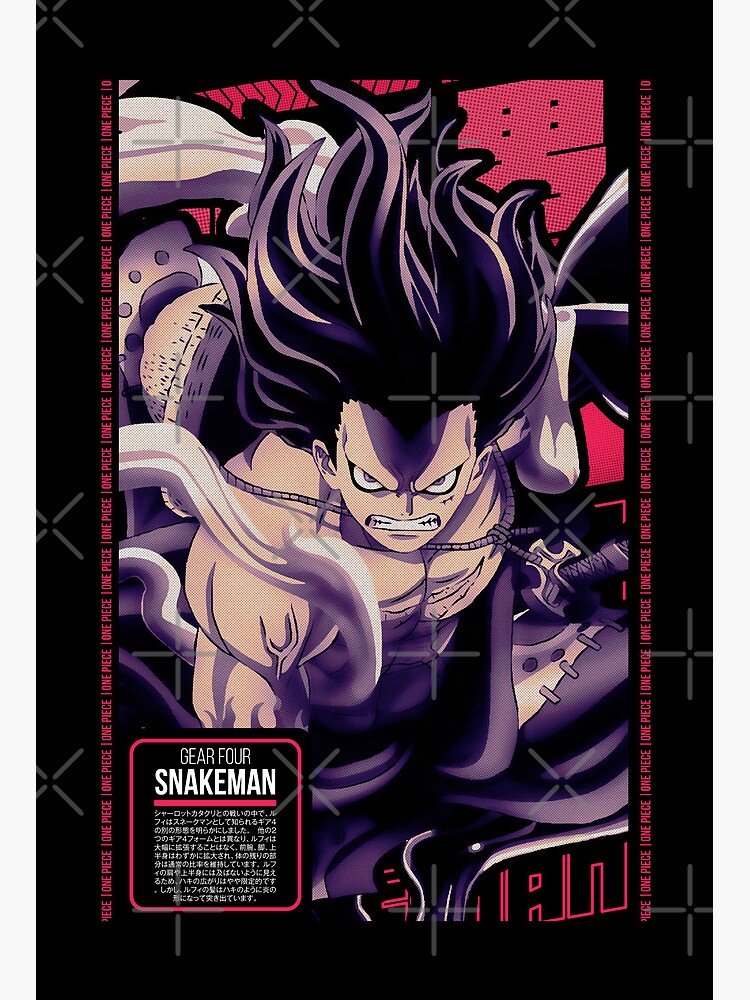 Straw Hat Luffy Gear 4 snake-man Wall Art, Black Anime Art Prints