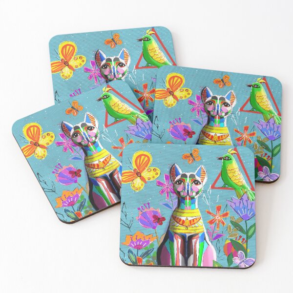 Item preview, Egyptian Cat in Folk Art Form designed and sold by Shadesandcolor.
