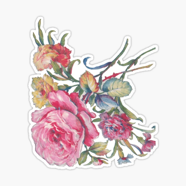 Favorite vintage flowers Sticker for Sale by Kellykubellyboo