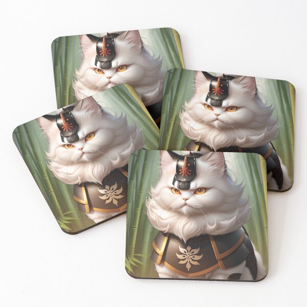 Item preview, A cute white samurai persian cat designed and sold by akwl-design.
