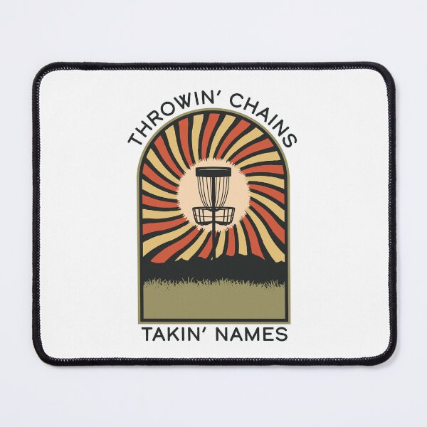 Item preview, Throwin' Chains Takin' Names | Disc Golf Vintage Retro Arch Mountains designed and sold by KlehmInTime.