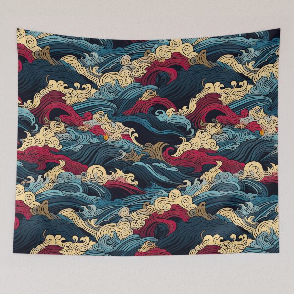 Item preview, Giant Blue & Red Waves designed and sold by Pedra Panda.