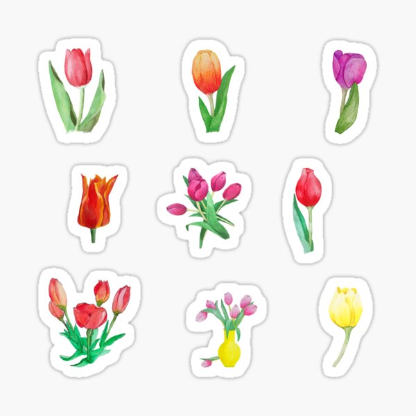 Item preview, Mixed Color Watercolor Tulip Flowers designed and sold by silviaol.