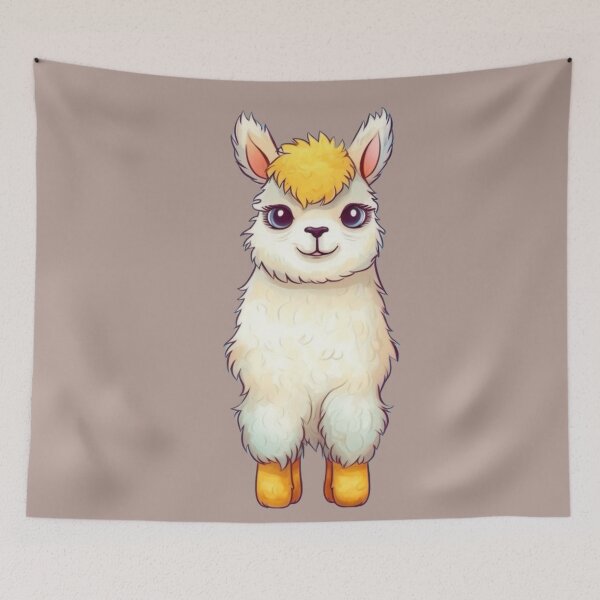 Item preview, Cute Cartoon White and Golden Yellow Baby Llama Illustration designed and sold by EpicFoxArt.