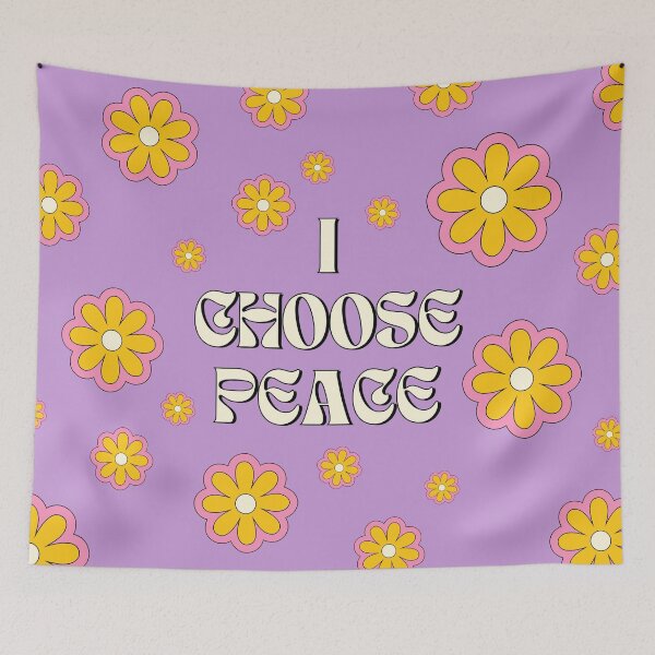 Item preview, Purple sunflower 'I choose peace' Retro Aesthetic designed and sold by TeesStorefront.