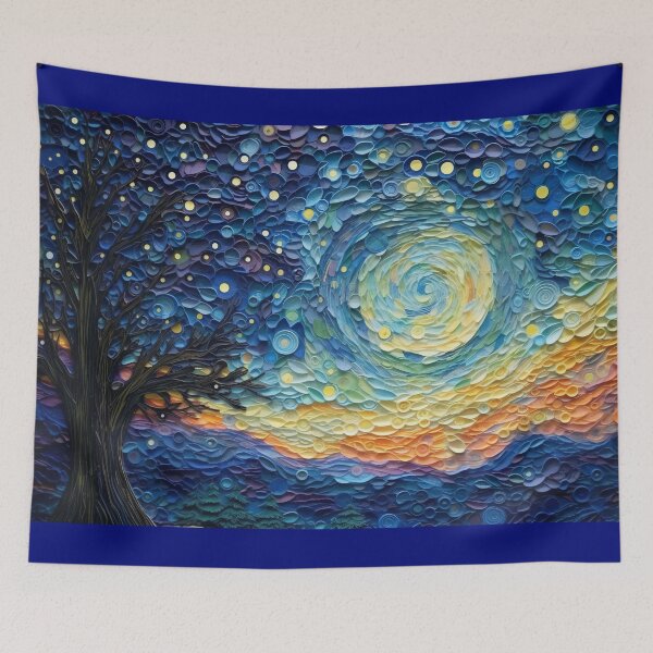 Item preview, Celestial Serenity: Layered Paper Tree and Starry Sky Art Print designed and sold by BlahNM505.