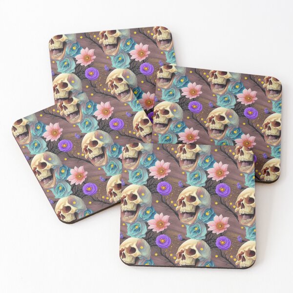 Item preview, Artistic Skull with flowers designed and sold by GreenStardust.