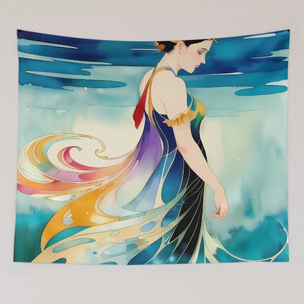 Item preview, Lady in the Lake - A Mysterious Watercolor Masterpiece designed and sold by GalihDA.