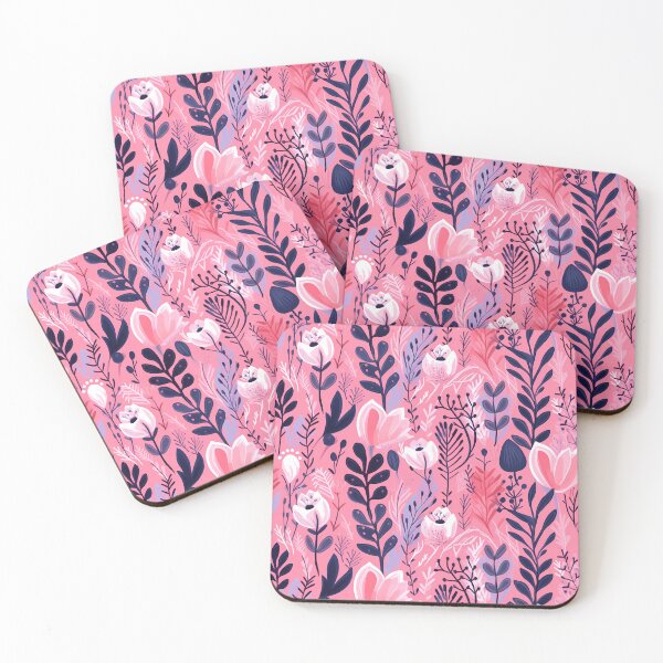 Item preview, Breathtaking Watercolor Blue Pressed Flowers on Pink Background - A Symphony of Floral Elegance! | Redbubble designed and sold by otterpotterco.