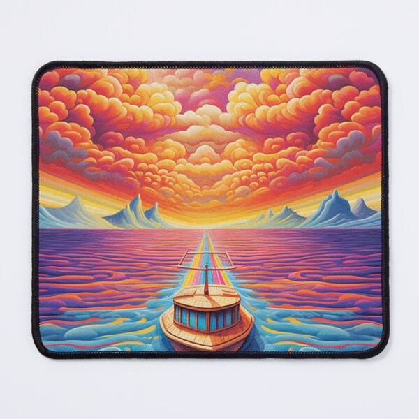 Item preview, Tug Boat on Ocean under the Rainbow Sky designed and sold by EpicFoxArt.