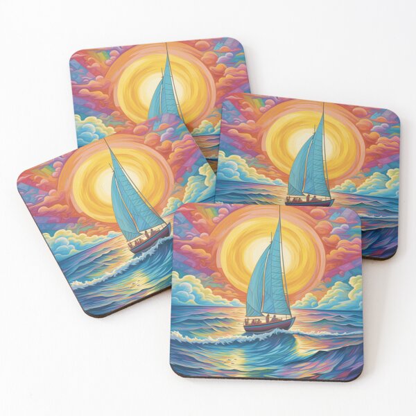 Item preview, Sailing Boat at Sunset under the Rainbow Sky  designed and sold by EpicFoxArt.