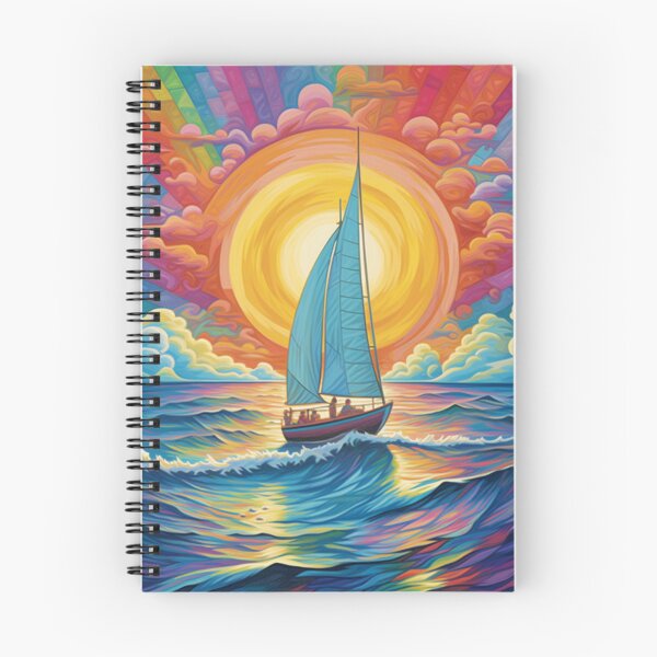 Item preview, Sailing Boat at Sunset under the Rainbow Sky  designed and sold by EpicFoxArt.