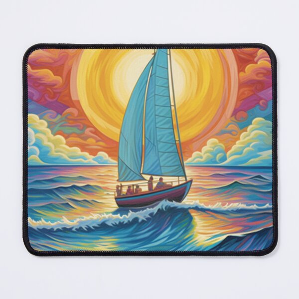 Item preview, Sailing Boat at Sunset under the Rainbow Sky  designed and sold by EpicFoxArt.