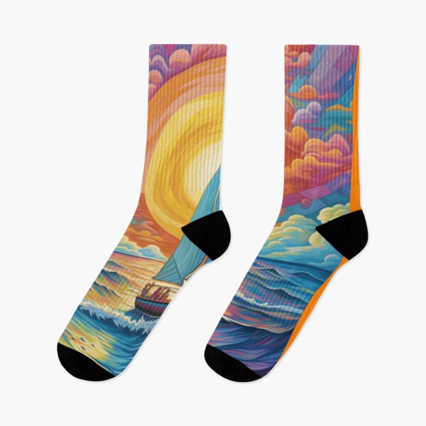 Item preview, Sailing Boat at Sunset under the Rainbow Sky  designed and sold by EpicFoxArt.