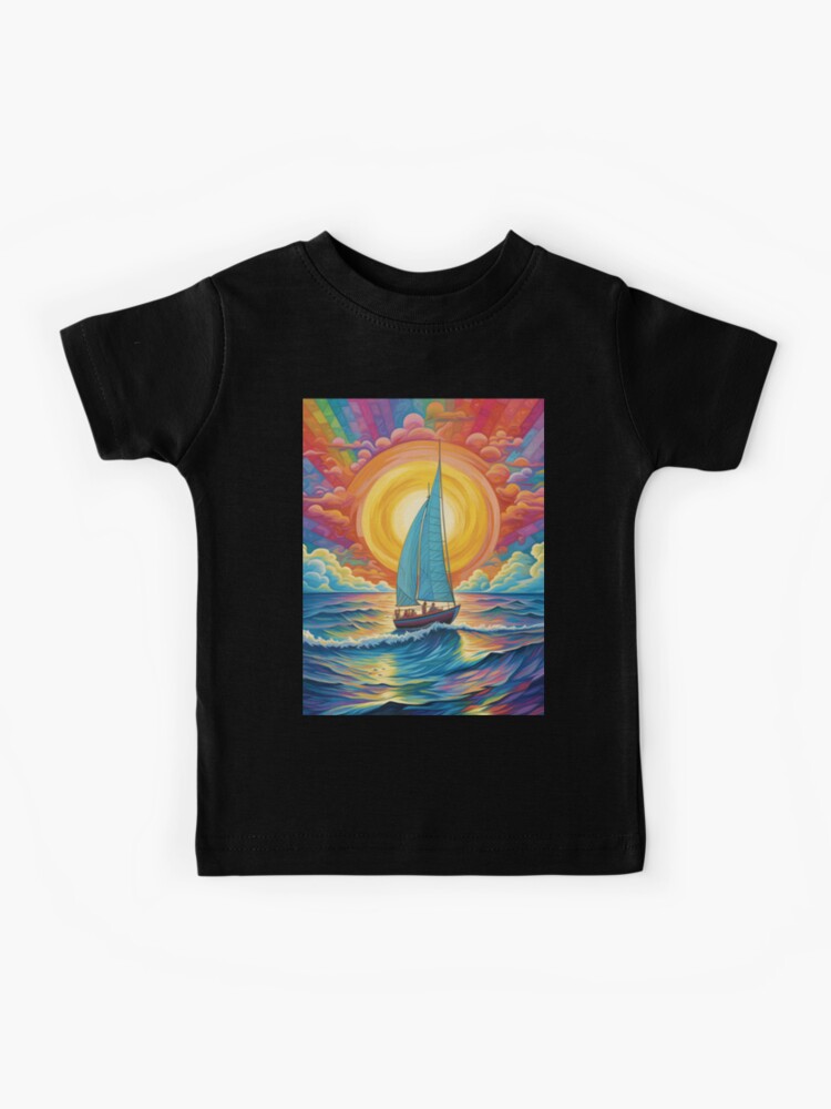Sailing Boat at Sunset under the Rainbow Sky  Kids T-Shirt for Sale by  EpicFoxArt