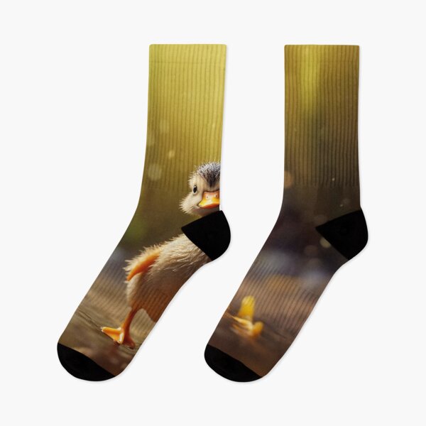 Item preview, Cute duckling in the rain on the background of the forest designed and sold by aiphotosart.