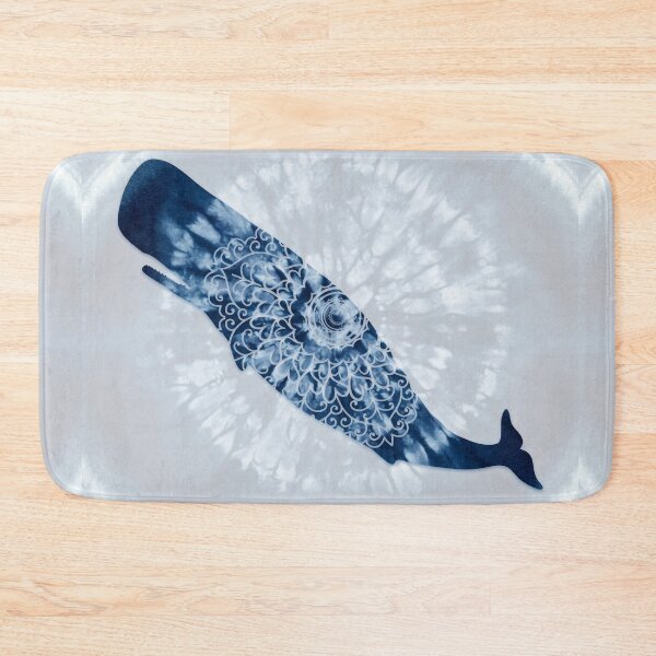 Item preview, Whale Mandala tie dye indigo blue designed and sold by Glimmersmith.