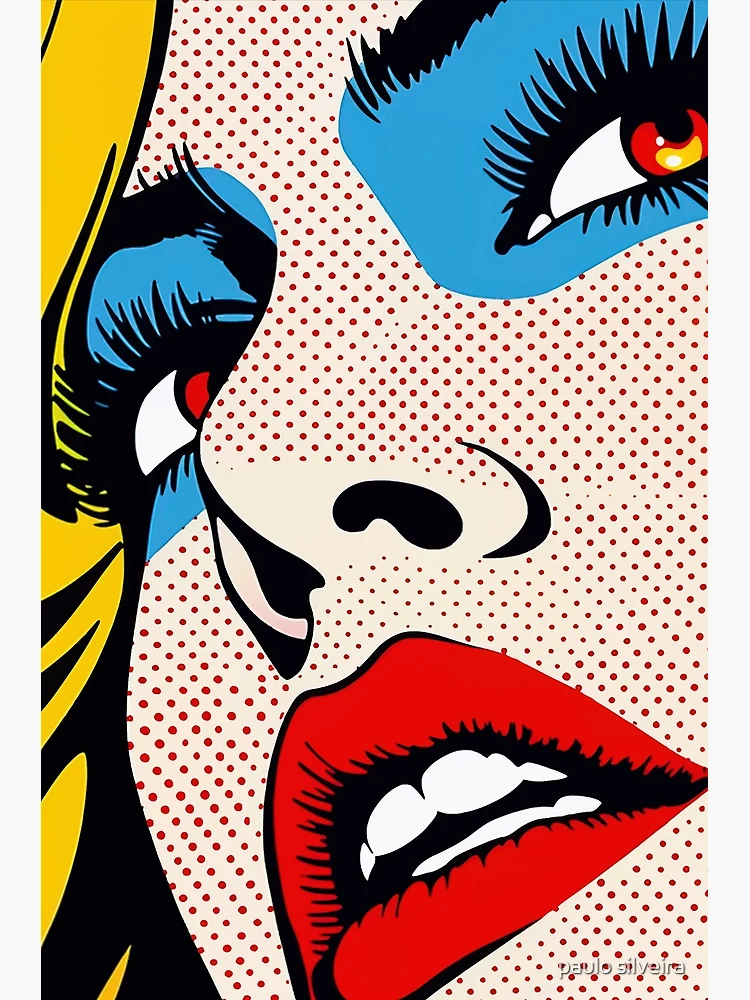 Poster for Sale avec l'œuvre « Peinture à l'huile numérique pop art de  belle fille aux yeux bleus pour la décoration de maisons modernes. » de l'artiste  paulo silveira