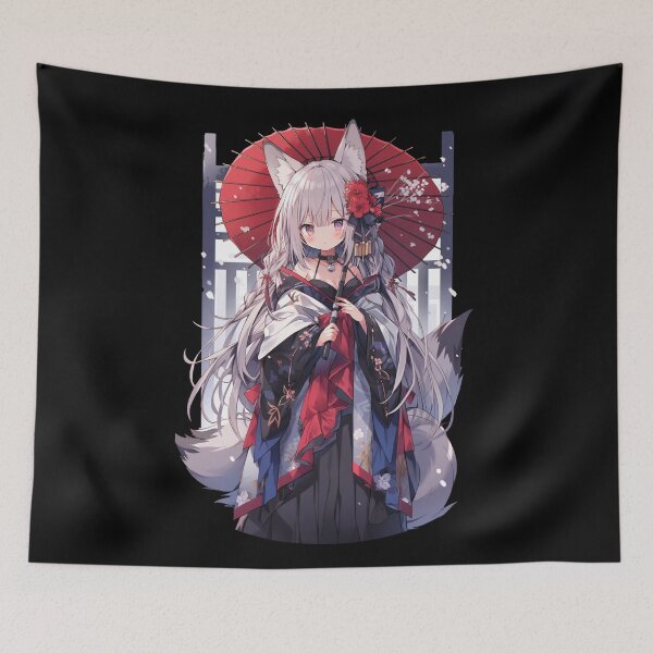 Item preview, Beautiful Kitsune w/ Parasol designed and sold by ScarletClover.