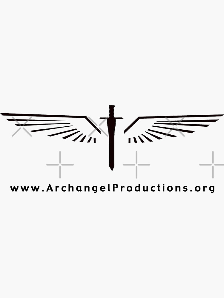 Thumbnail 3 of 3, Sticker, Archangel Productions Sword & Wings Logo in Black designed and sold by ArchangelProdCo.