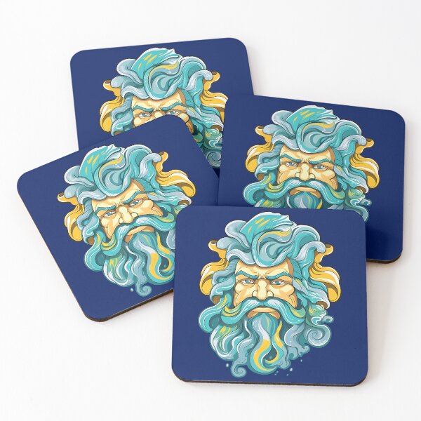 Item preview, Greek God Poseidon, turquoise and yellow designed and sold by Clearmind-Arts.