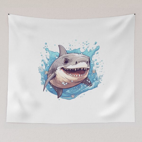 Item preview, Splashin' Shark: Hyper-Detailed Cartoon Portraits in the Style of Genndy Tartakovsky designed and sold by Bee Happy Creative™.