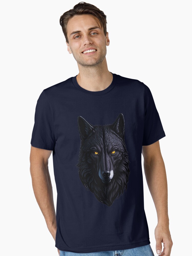 T-shirt essentiel for Sale avec l'œuvre « Tête de loup alpha noir