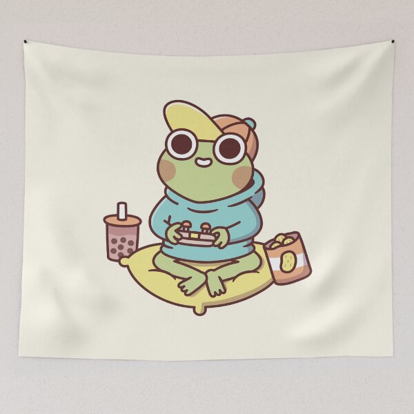 Item preview, Cute Frog In Hoodie Playing Video Games designed and sold by rustydoodle.