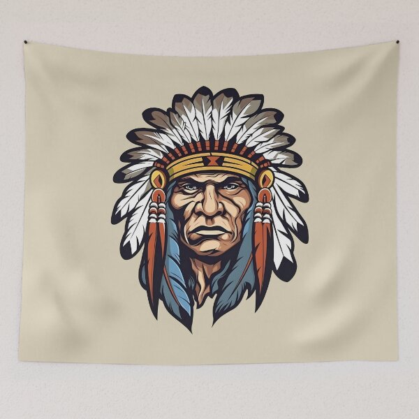 Item preview, Native american chief face designed and sold by Clearmind-Arts.