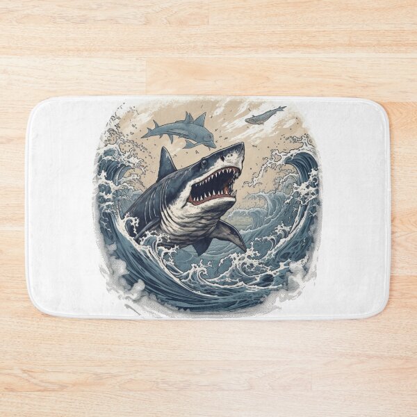 Item preview, Ocean's Apex: Hyper-Detailed Great White Shark Waves designed and sold by Bee Happy Creative™.