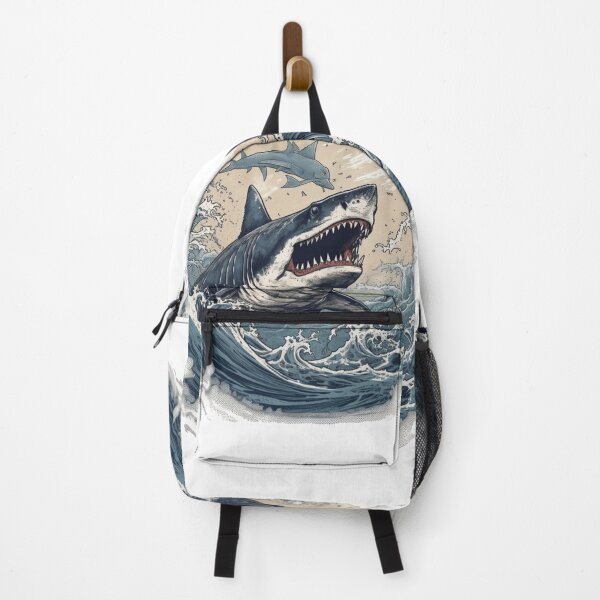 Item preview, Ocean's Apex: Hyper-Detailed Great White Shark Waves designed and sold by Bee Happy Creative™.