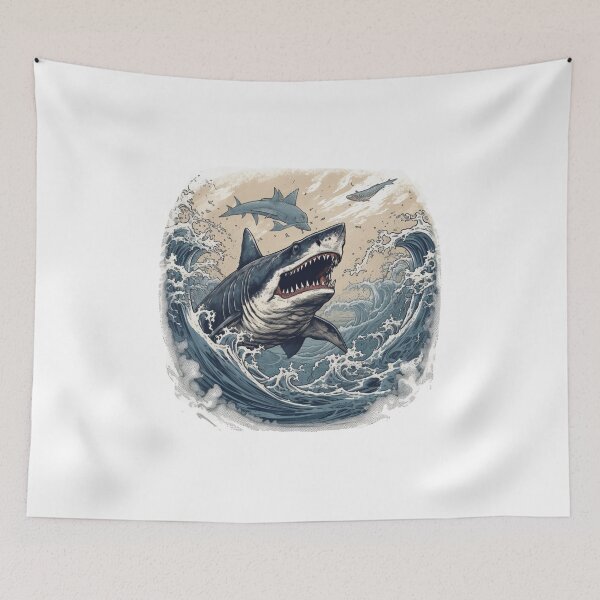Item preview, Ocean's Apex: Hyper-Detailed Great White Shark Waves designed and sold by Bee Happy Creative™.