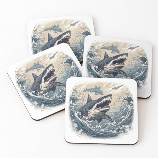 Item preview, Ocean's Apex: Hyper-Detailed Great White Shark Waves designed and sold by Bee Happy Creative™.