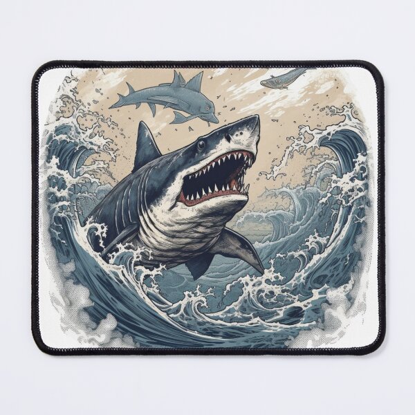 Item preview, Ocean's Apex: Hyper-Detailed Great White Shark Waves designed and sold by Bee Happy Creative™.