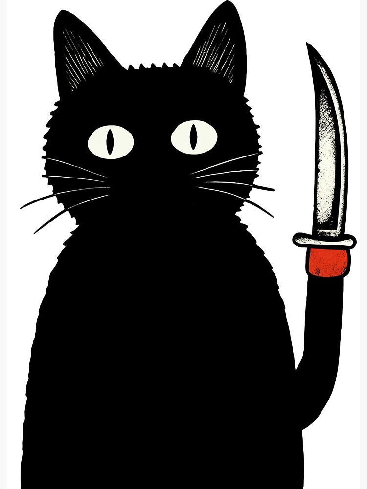 Funny Black Cat WHAT? - Murderous Cat Holding Knife Coasters (Set of 4)  for Sale by cxytees