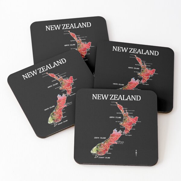 Item preview, NEW ZEALAND MAP DETAILED POHUTUKAWA designed and sold by Madjack Tees Kiwi SuperStore.