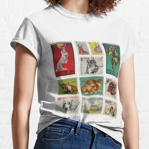 Vintage Animal Stamps Classic T-Shirt