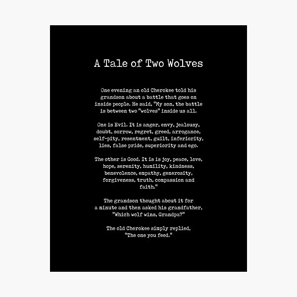 Item preview, A Tale of Two Wolves - Native American Story on Good and Evil - Typewriter Print 2 designed and sold by Studio Grafiikka.