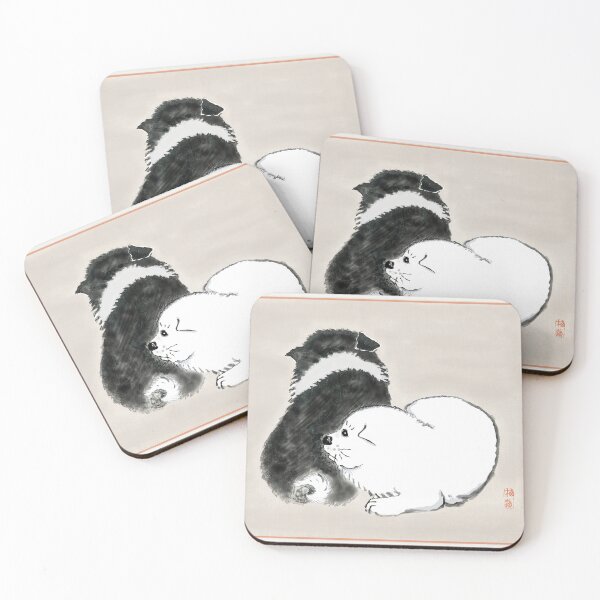Item preview, Puppies! From Old Japan! An antique print designed and sold by KathteeDesign.