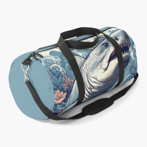 Item preview, Ocean's Enigma: Hyper-Detailed Shark with Waves and Flowers designed and sold by Bee Happy Creative™.
