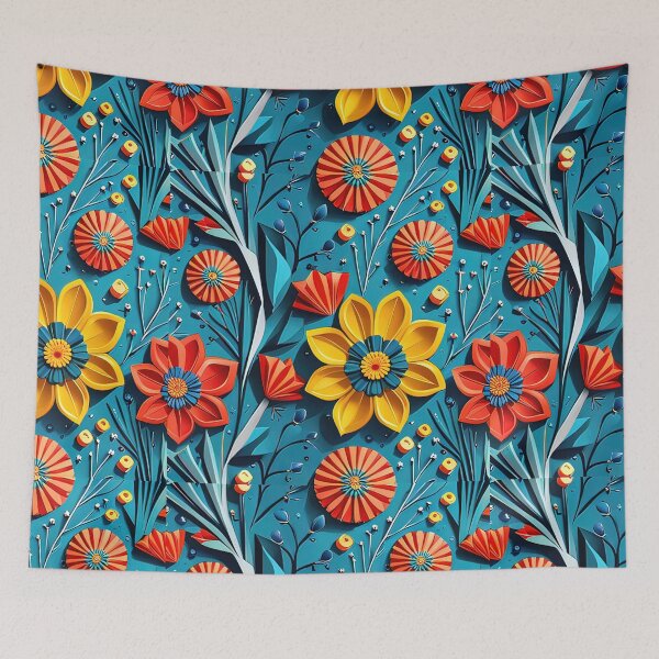 Item preview, Artful Botanical Creations: Elevate Your Space with 3D Kirigami Seamless Vector Flowers Pattern - Premium Design designed and sold by Jisoo Flowers.