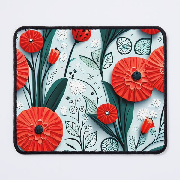 Item preview, Nature-Inspired Masterpieces: Ladybug Kirigami Flower Art Seamless Vector Flowers Pattern - Premium Design designed and sold by Jisoo Flowers.