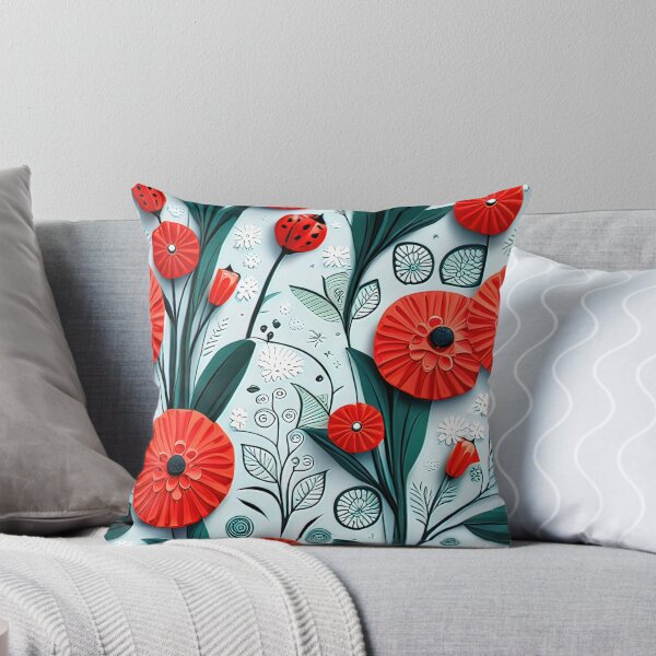 Item preview, Nature-Inspired Masterpieces: Ladybug Kirigami Flower Art Seamless Vector Flowers Pattern - Premium Design designed and sold by Jisoo Flowers.