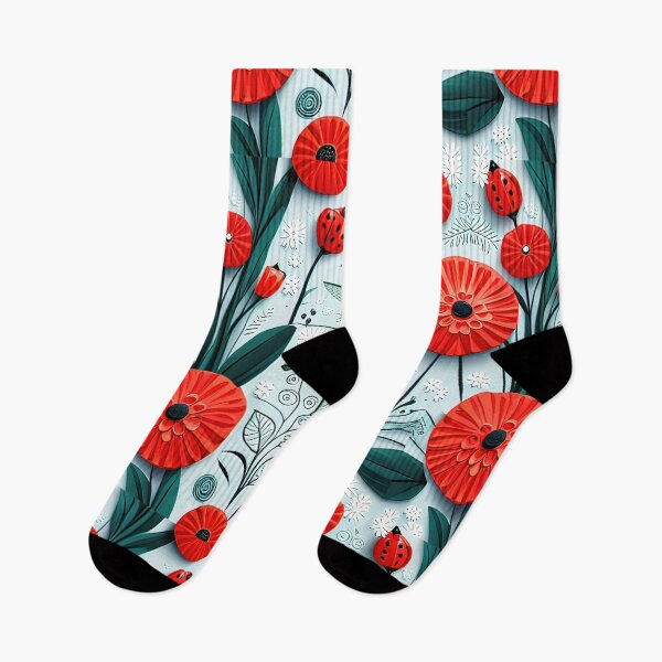 Item preview, Nature-Inspired Masterpieces: Ladybug Kirigami Flower Art Seamless Vector Flowers Pattern - Premium Design designed and sold by Jisoo Flowers.