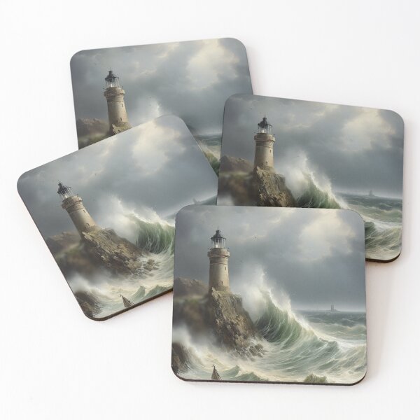 Item preview, Lighthouse Overlooking Stormy Seas - Art Print  designed and sold by AureliaSol.