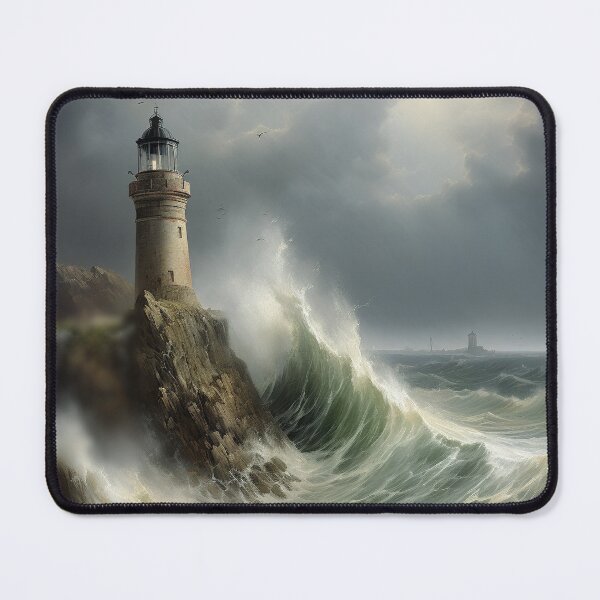 Item preview, Lighthouse Overlooking Stormy Seas - Art Print designed and sold by AureliaSol.