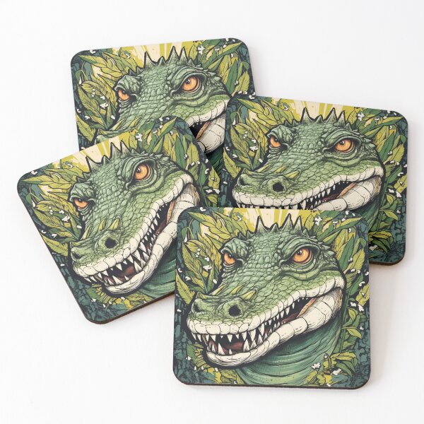 Item preview, Wild Reverie: Crocodile Head Amidst Bright Green Leaves designed and sold by Bee Happy Creative™.