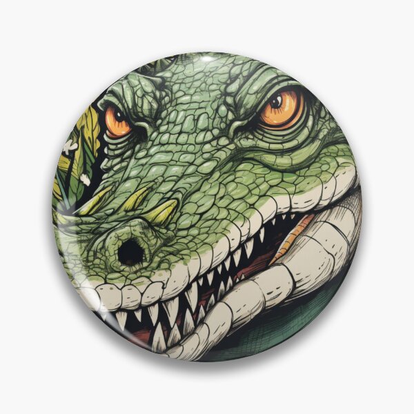 Item preview, Wild Reverie: Crocodile Head Amidst Bright Green Leaves designed and sold by Bee Happy Creative™.