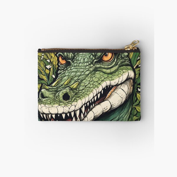 Item preview, Wild Reverie: Crocodile Head Amidst Bright Green Leaves designed and sold by Bee Happy Creative™.